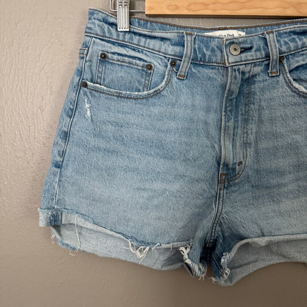ABERCROMBIE AND FITCH Curve Love The Mom Short High Rise Size 8/29 casual - Picture 2 of 7